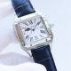 Replica Cartier Santos Automatic Watch White Dial Black Leather Strap Silver Bezel Stainless Steel watch Case (4)_th.jpg